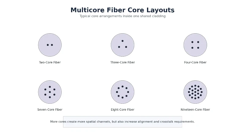 Multicore fiber core layouts Multicore fiber core layouts