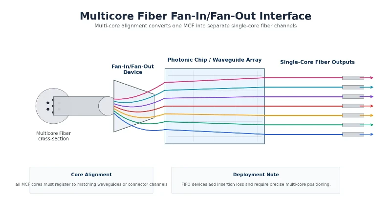MCF fan-in fan-out interface MCF fan-in fan-out interface