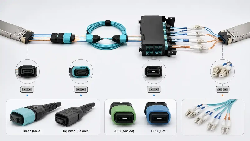 MPO channel polarity and fiber routing diagram MPO channel polarity and fiber routing diagram