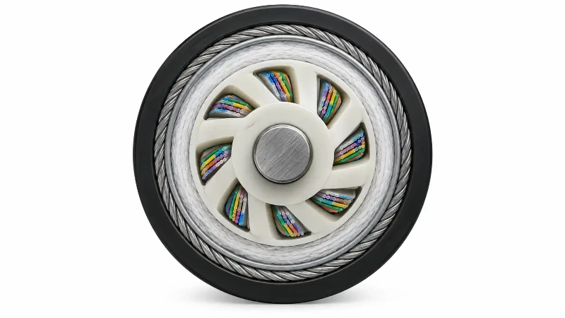 Cross section of a slotted core fiber optic cable Cross section of a slotted core fiber optic cable