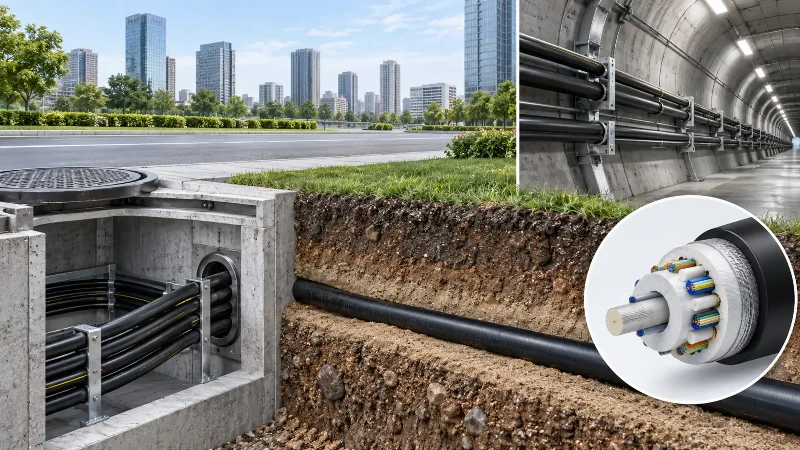 Fiber optic cable deployment in duct tunnel and underground networks Fiber optic cable deployment in duct tunnel and underground networks